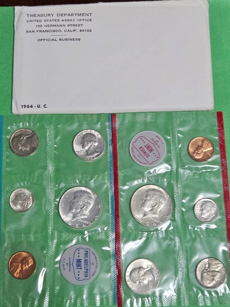 未曾流通1964 美国硬币铸币厂套装| eBay