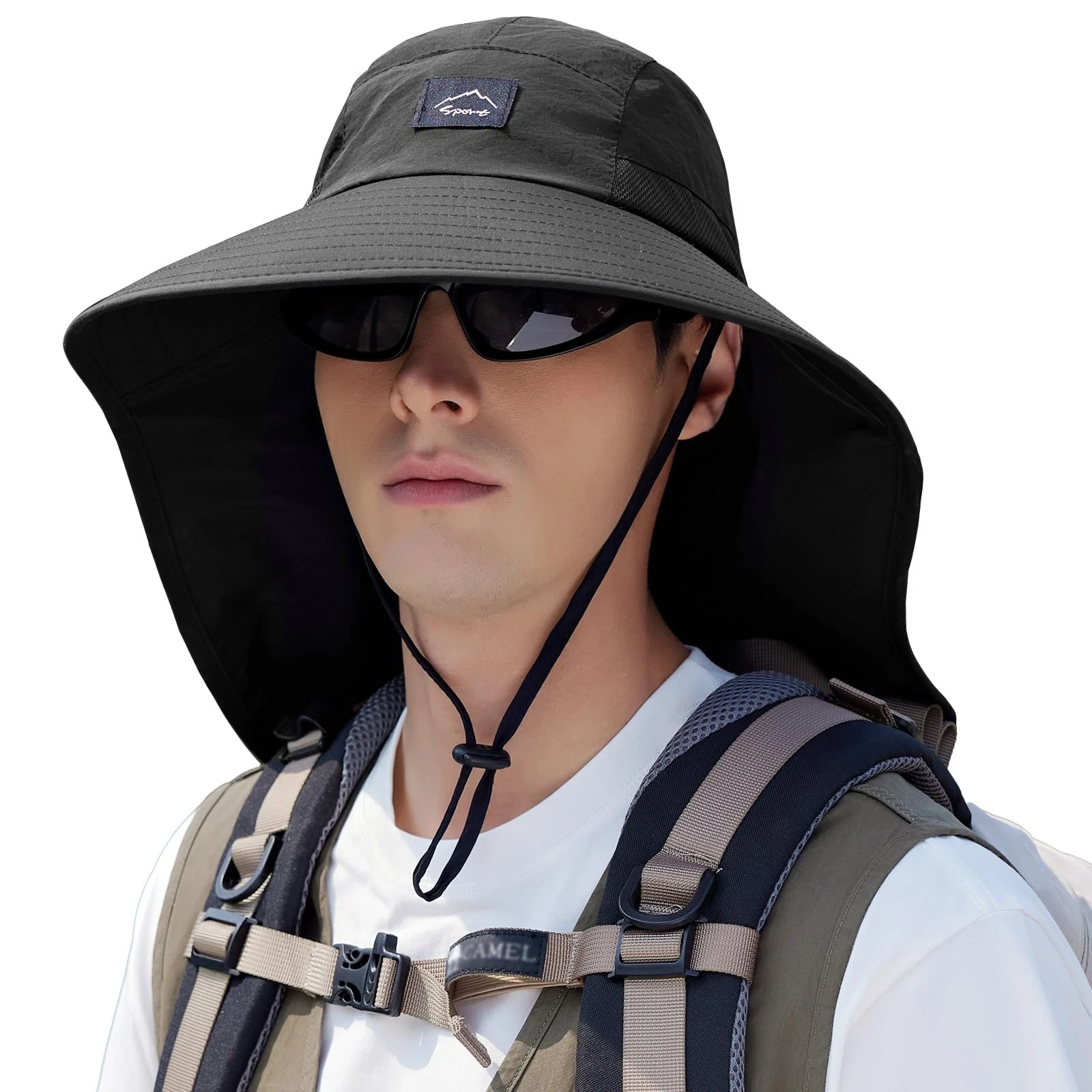 Outdoor Sun Hat for Men Women, UPF50+ Protection Safari Cap Wide Brim Mesh Fi...