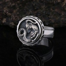 Capricorn Zodiac Silver Ring