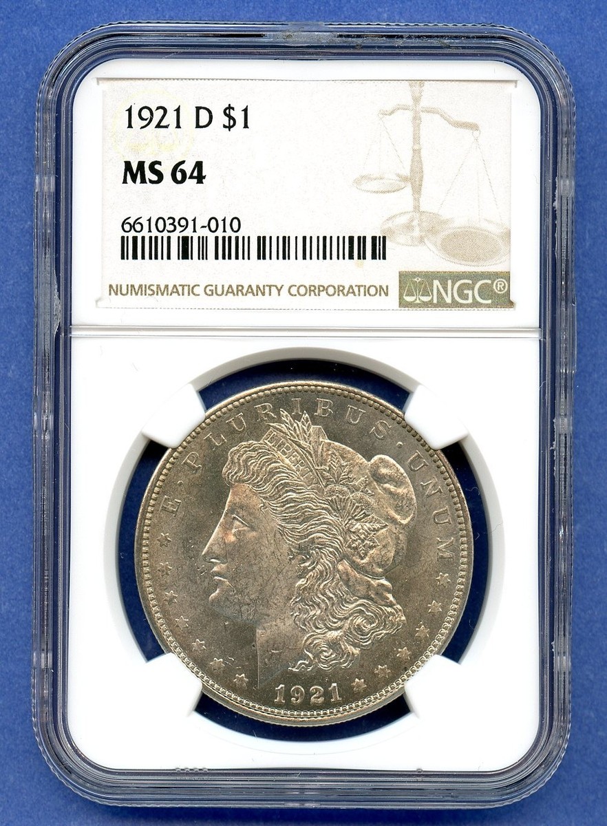 1921 D NGC MS64 Morgan Silver Dollar $1 US Mint Coin 1921-D MS-64 1921 D NGC MS64 Morgan Silver Dollar $1 US Mint Coin 1921-D MS-64
