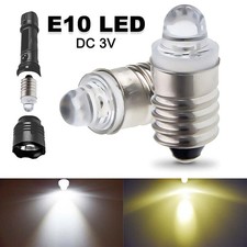 E10 LED Bulb Warm/White DC 3V Screw Lamp Replacement For Torch Flashlight Light