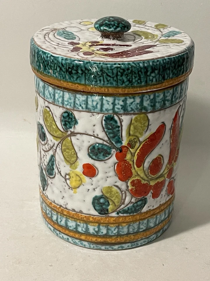 Vtg Fratelli Fanciullacci Italy Pottery Lidded Canister Jar Sgraffito Signed MCM - Image 4 of 4