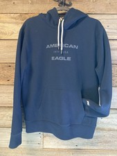 American Eagle Super Soft Hoodie Sweatshirt Blue Pullover Mens Medium