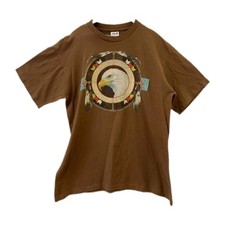 Vtg 90s Bald Eagle Dreamcatcher T-Shirt Brown Large Anvil Made in USA Bird #56