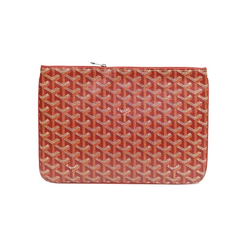 GOYARD Red PVC Monogram All-over Print Zipper Closure Clutch Bag