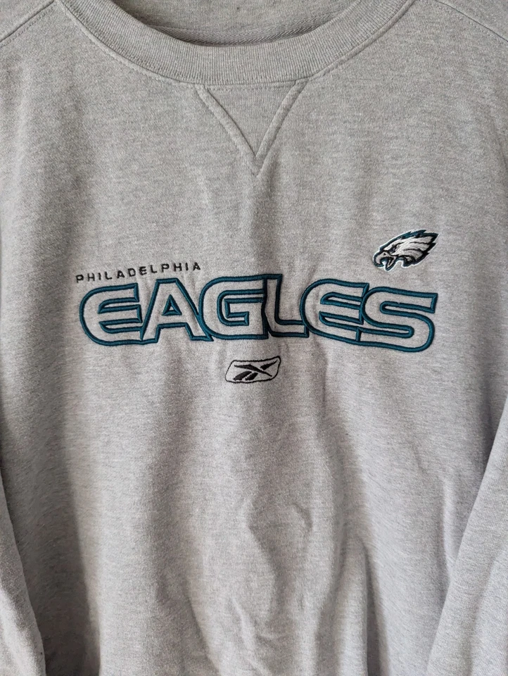 Reebok Philadelphia Eagles Sweatshirt Mens XL UK XXL  Grey Crewneck NFL Jumper - Image 2 of 4