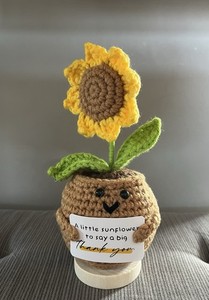 SUNFLOWER Crochet Thank You Appreciation Gift Handmade Anthropomorphic 6 inch