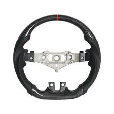 D-shaped Perfoated Leather Grip Steering Wheel, Real Carbon Fiber Steering Wh...