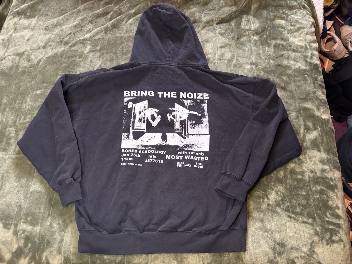 Vintage Yellow Rat Bastard Hoodie Mens XL Black Full Zip Bring The
