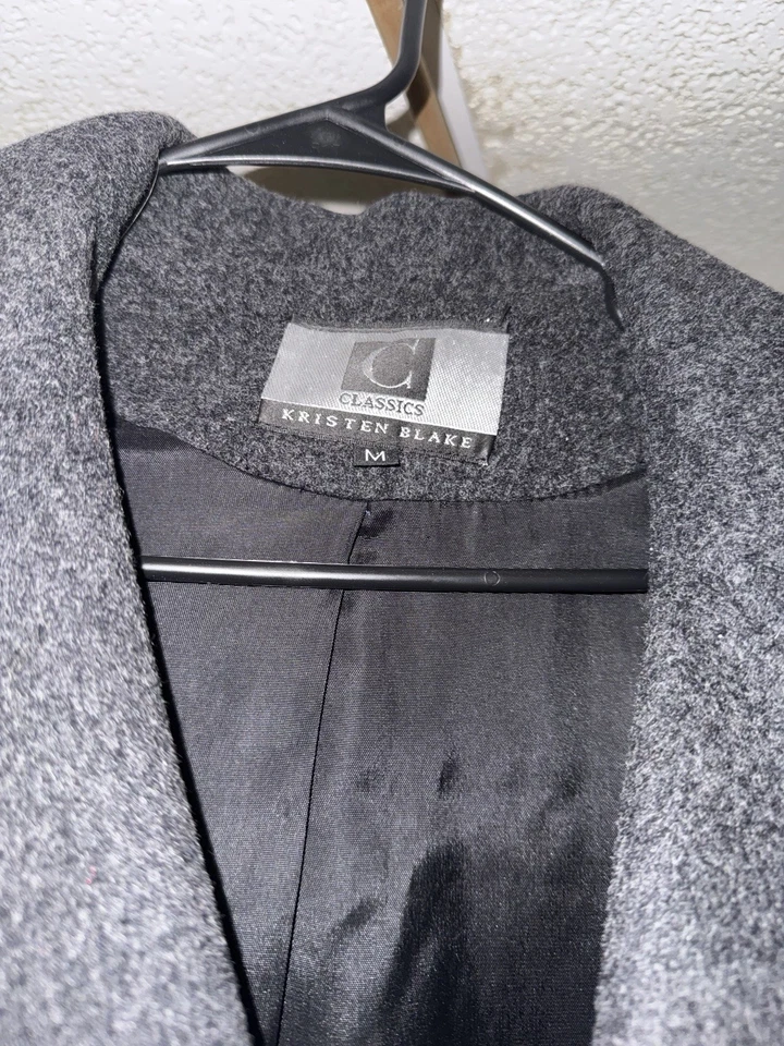 Abrigo Kristen Blake Classics Gris Mezcla Lana Abotonado Talla Mediana Foto 2 de 3