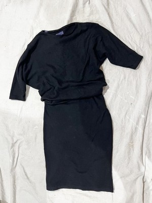 Vintage 80s does 60s Esprit Black Wiggle Midi Sweater Dress