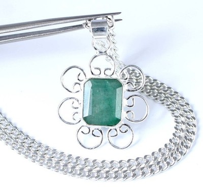 Green Emerald 11.71 Carat Emerald Cut Natural Gemstone Certified Men's Pendant