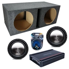 Vented Loaded Dual Enclosure w/ HA-A122 12" Sub, 1200W Amplifier & 4GA Amp Kit