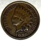 1898 Indian Head Cent Penny Good Condition 1c One Cent US Coin- 2441