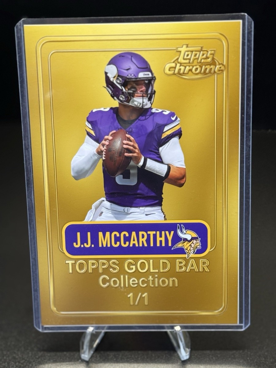 J.J. McCarthy 4x6 Photo Vikings -Gold bar collection +top loader