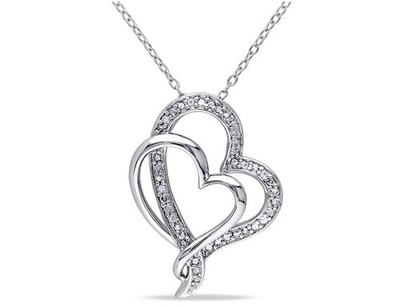 1/4 Karat (ctw) Diamant Herz Anhänger in Sterlingsilber