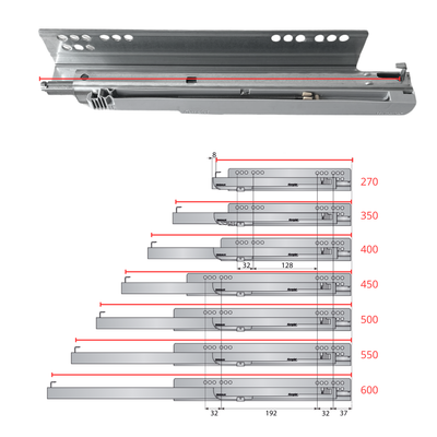 Coppia Guide Tipo Quadro Per Cassetto Con Estrazione Totale Sgancio A