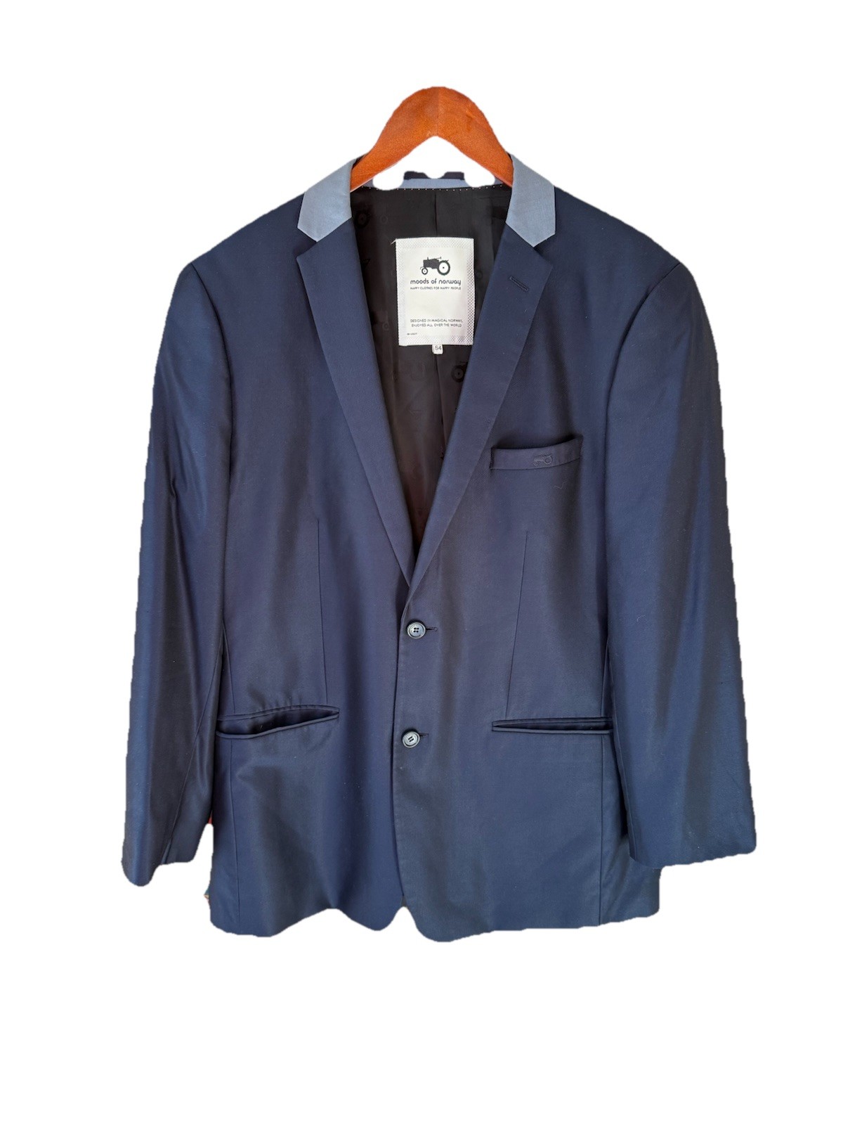 Moods of Norway Silk Blend Suit Jacket Blazer Blue Size 54 EU Men’s