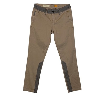 Pilcro Anthropologie Khaki Striped Cuff Cropped Pants Size 28W x 27L