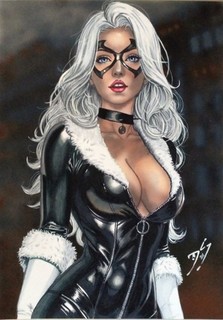 Black Cat (09"x12") Original Art by Diego Silva Ed Benes Studio