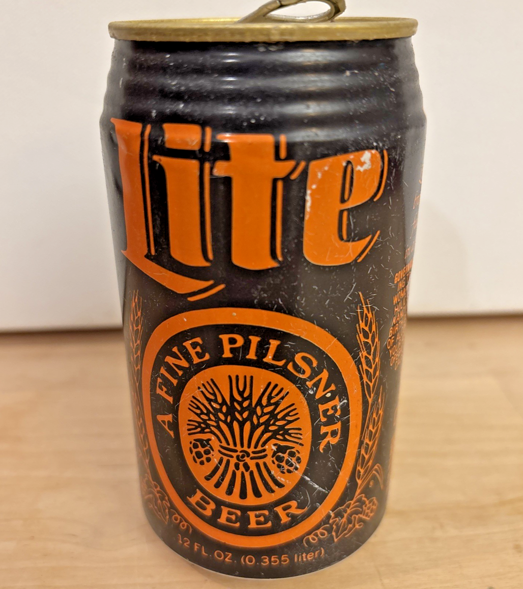 Miller Lite Halloween VTG 1990 Black & Orange Beer Can & Bottle