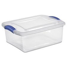 15 Qt Clear Storage Bin Latching Lid Stackable Plastic Container Blue