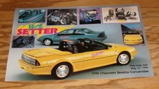Original 1990 Chevrolet Beretta Convertible Pace Car Setter Sales Sheet Poster