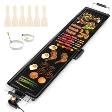 COSTWAY 100 × 22cm Electric Griddle Extra Large Teppanyaki Grill-Black