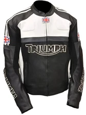 NEW TRIUMPH  LEATHER MOTORCYCLE JACKET MOTORBIKE RIDER RACING SPORT JACKET