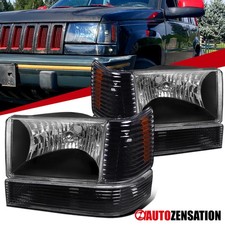 Fits 1993-1996 Jeep Grand Cherokee Black Headlightsbumper Corner Signal Lamps