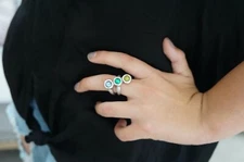 NEW Engraved Uno De 50 Colorful Murano Glass SUPER EGO Silver Statement Ring 6 S