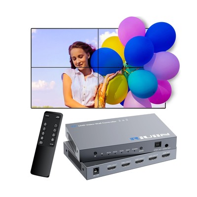 2x2 Video Wall Controller with 12 Splicing Modes, HDMI or USB-C 4K Input TV W...