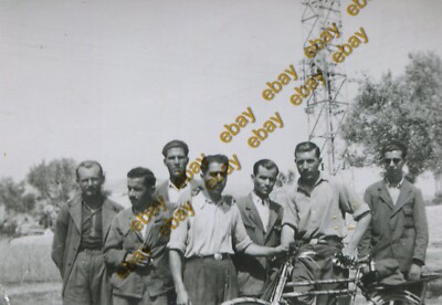 #52715 Greece 1940s Seven men (workers?) with a Photo