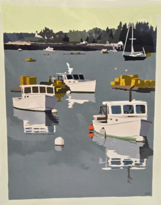Lobster Boats on a Sunday Morning Art Print 8'' x 10'' By Alan Claude Maine 2015