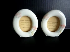 Takahashi San Francisco Ceramic Oval Mini Picture Frame Japan Soft Flower Lot 2
