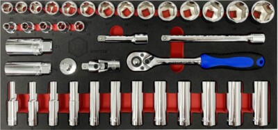 Britool Hallmark MSET38 38 Piece 3/8 Dr, Metric Socket, Ratchet & Accessory Set