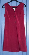 Vintage Maroon Button Down Velveteen Dress 8 10 Whimsigoth Dark Romance Neutral
