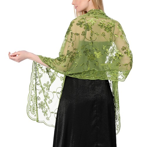 1920s Sequin Shawl Women's Cape Up Shrug For Gatsby Bridal Wedding Evening Wrap* - Picture 17 of 31