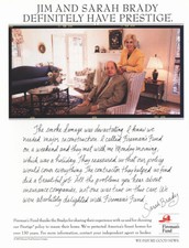 1993 Firemans Fund: Jim and Sarah Brady Vintage Print Ad