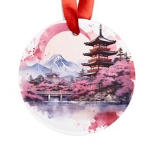KOBE JAPAN Temple View, Japanese Travel, Personalized Round Acrylic Ornament
