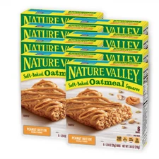 Nature Valley Soft-Baked Oatmeal Squares, Peanut Butter, 7.44 oz, 6 ct Pack of 8