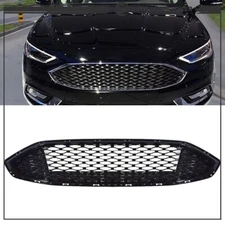 Gloss Black Grille For 2017-2018 Ford Fusion Front Grill Honeycomb  Trim