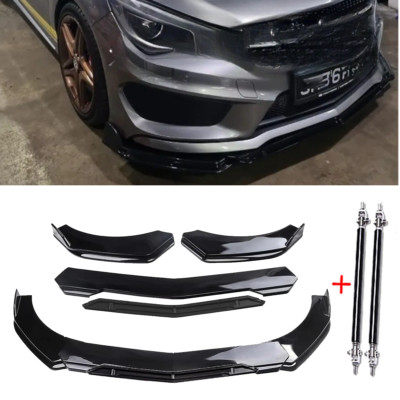 Front Bumper Lip Chin Spoiler Splitter For Mercedes-Benz CLA180 CLA200 Strut Rod