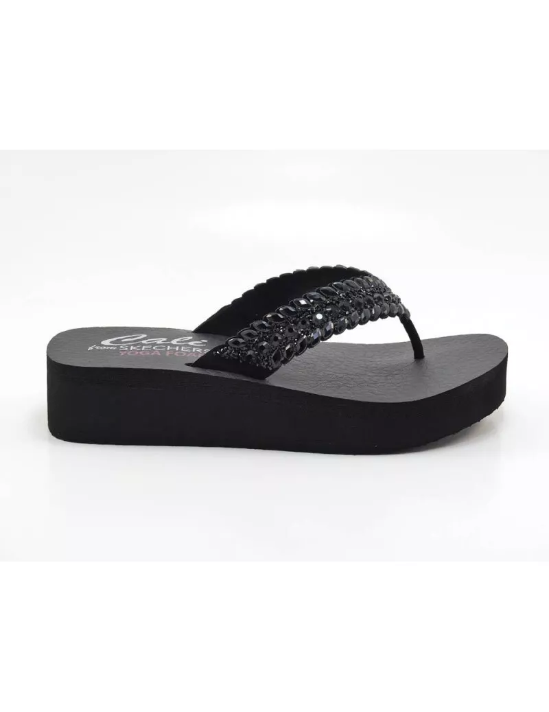 SKECHERS 119633 vinyasa lovely flip-flops wedge women's rhinestone MEMORY  FOAM