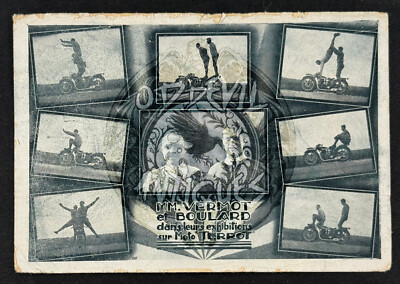 10s Vermot Boulard Motorcycle Acrobats circus carnival sideshow postcard
