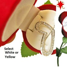 CZ Valentine heart necklace 18kt yellow gold silver pendant Rose Gift Box New