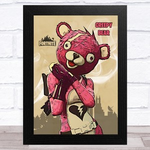 Creepy Bear Gaming Comic Style Kids Fortnite Skin Children S Wall Art Print Ebay