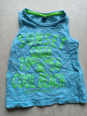 cooles T-Shirt ohne Arm Tanktop Achselshirt Gr. 98 blau Palme von dopodopo