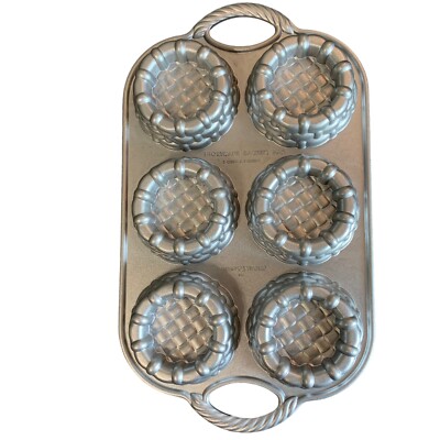 Nordic Ware Nonstick Shortcake Baskets Baking Pan Makes 6 Cast Aluminum