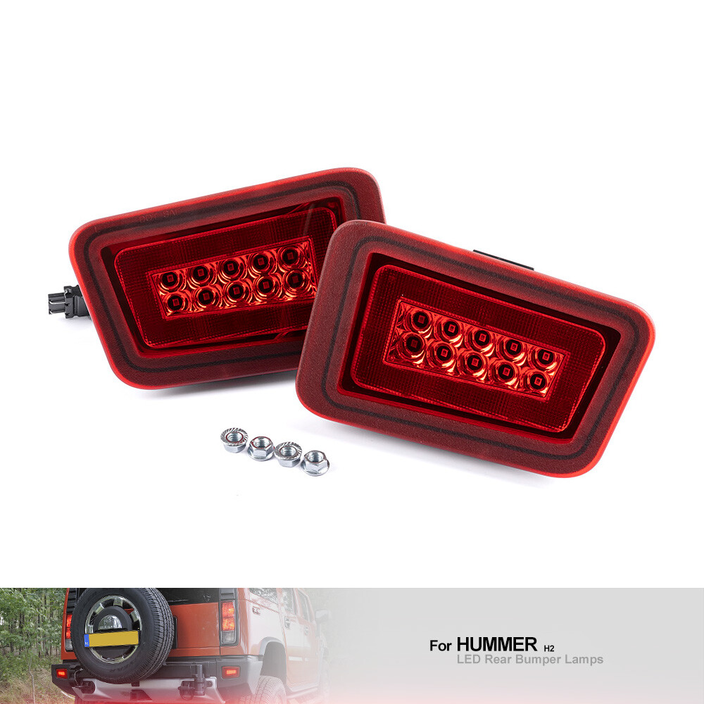 Red Lens Red LED Rear Bumper Light w/ Halo Running Tail Lamp for